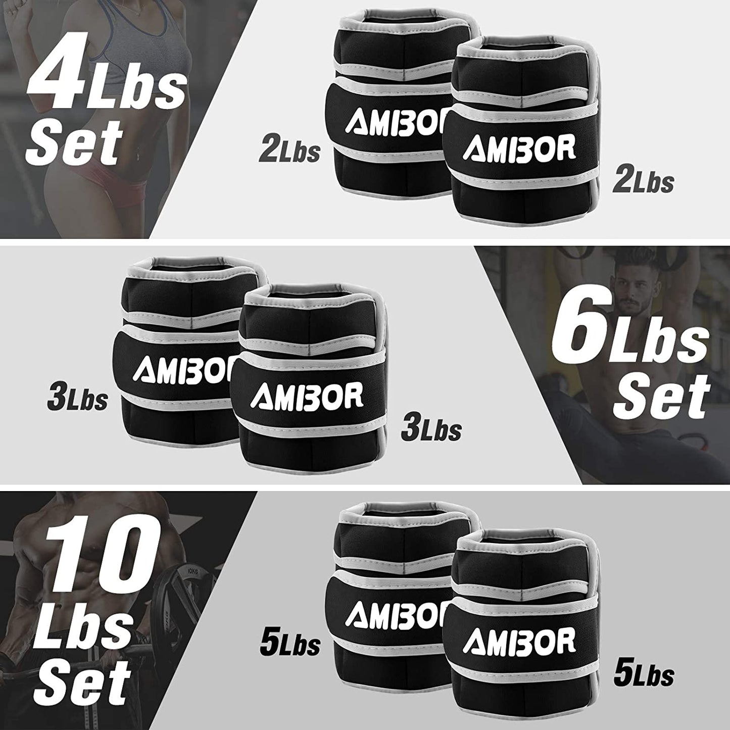 Ankle Weights, 1 Pair 2 3 4 5 Lbs Adjustable Leg Weights, Strength Training Ankle Weights for Men Women, Wrist Weights Strap Set for Walking Running Gym Fitness Workout 2 Pack