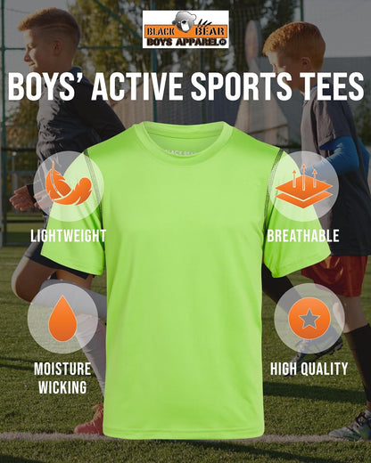 Boys’ Athletic T-Shirt – 4 Pack Active Performance Dry-Fit Sports Tee (4-18)